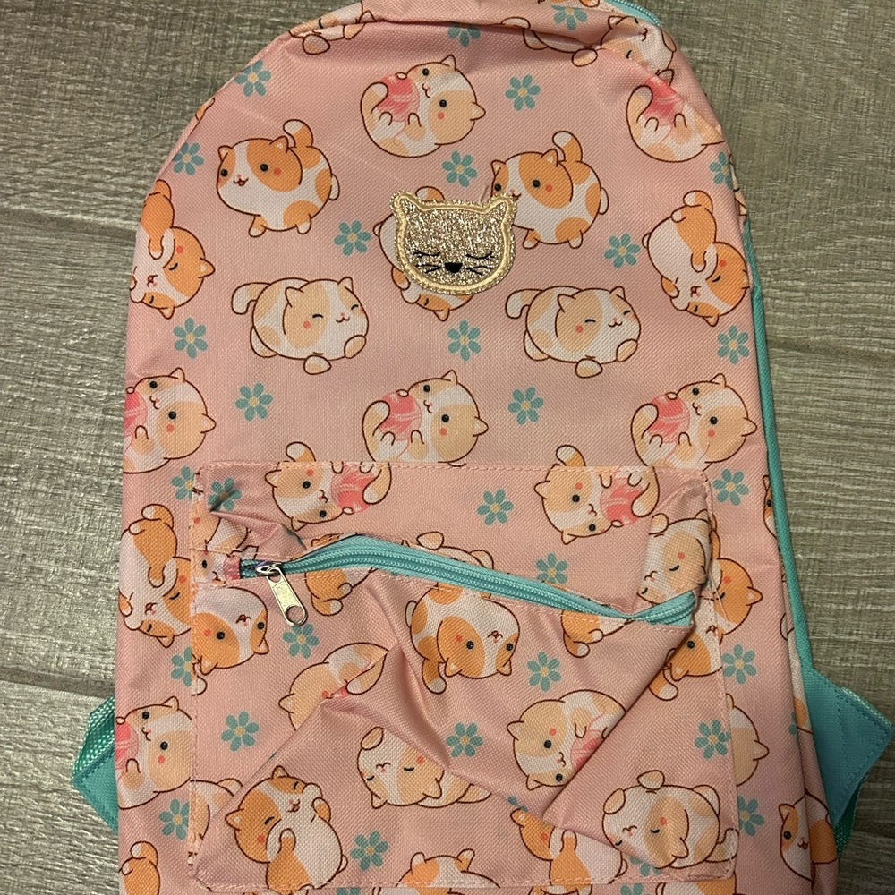Moda Pink and Teal Cat Print Backpack